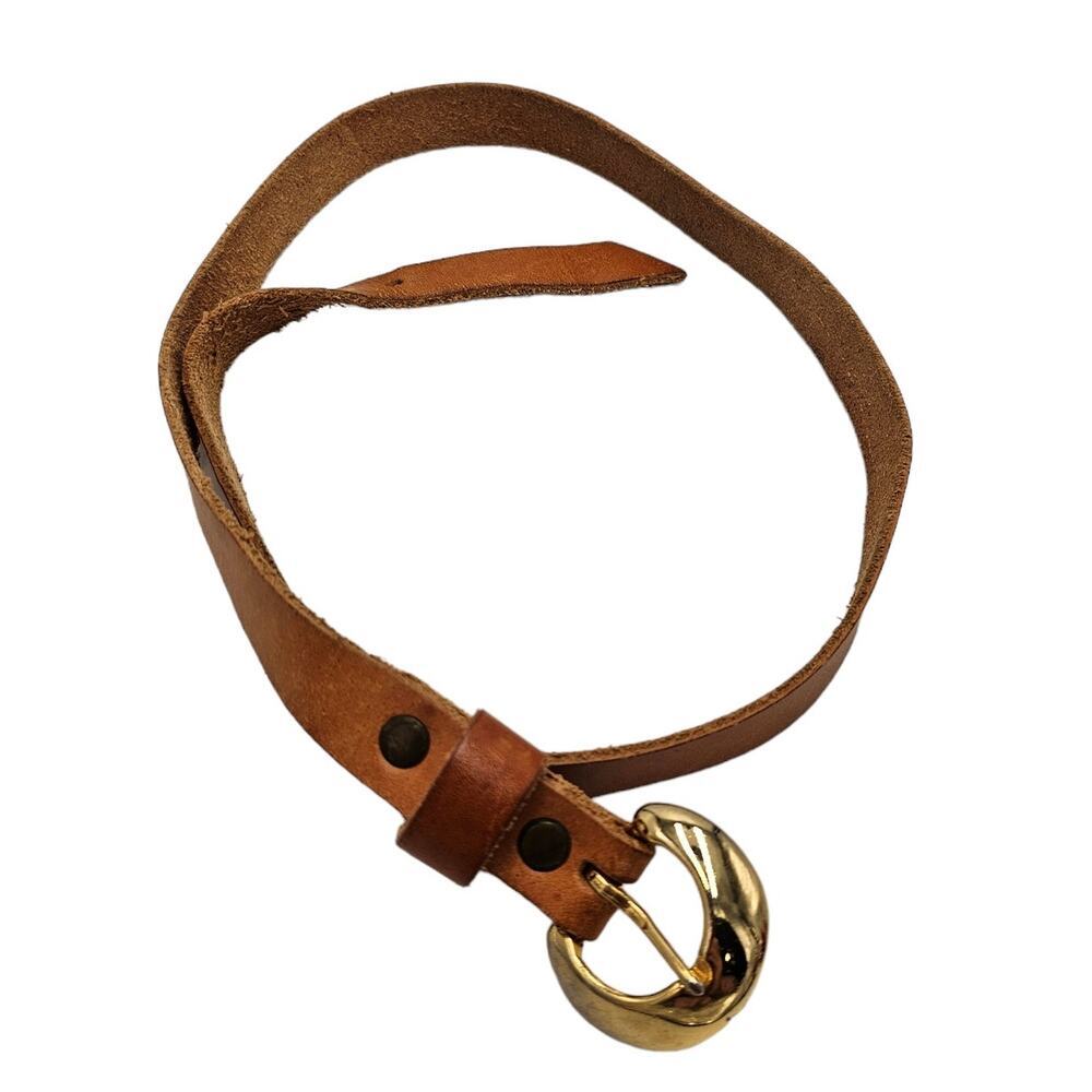 Rona Brown Leather Belt Womens Size Small D-Ring Buckle Skinny Vintage Capsule
